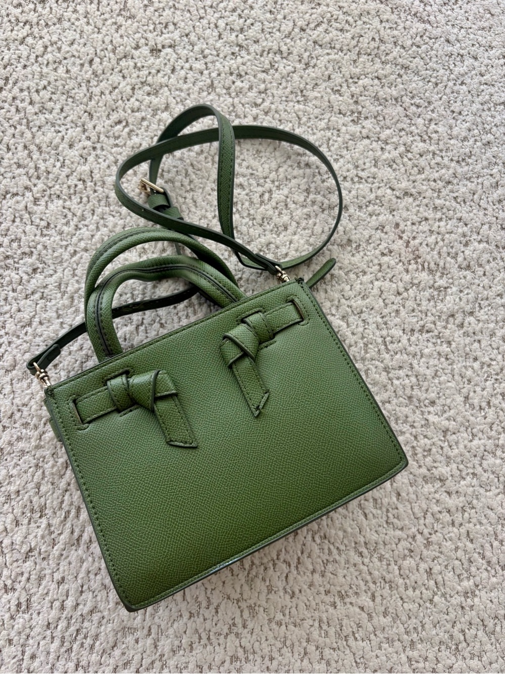 Zara Olive Green Mini Tote with Knot Detail